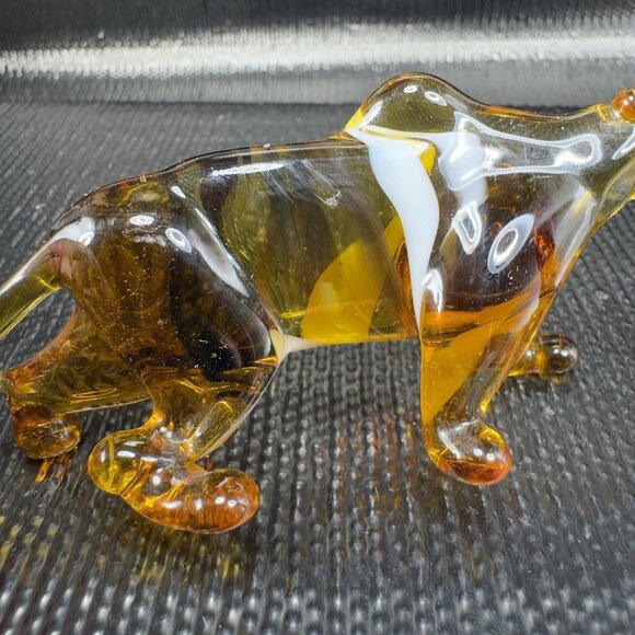 Venetian Art Glass Hand Blown Tiger Cat Hand Made Italian Glass Figurine Figure - Picture 5 of 14
